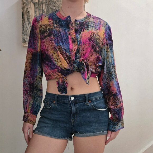 Vintage Abstract Colourful Silk Blouse - Picture 2 of 10